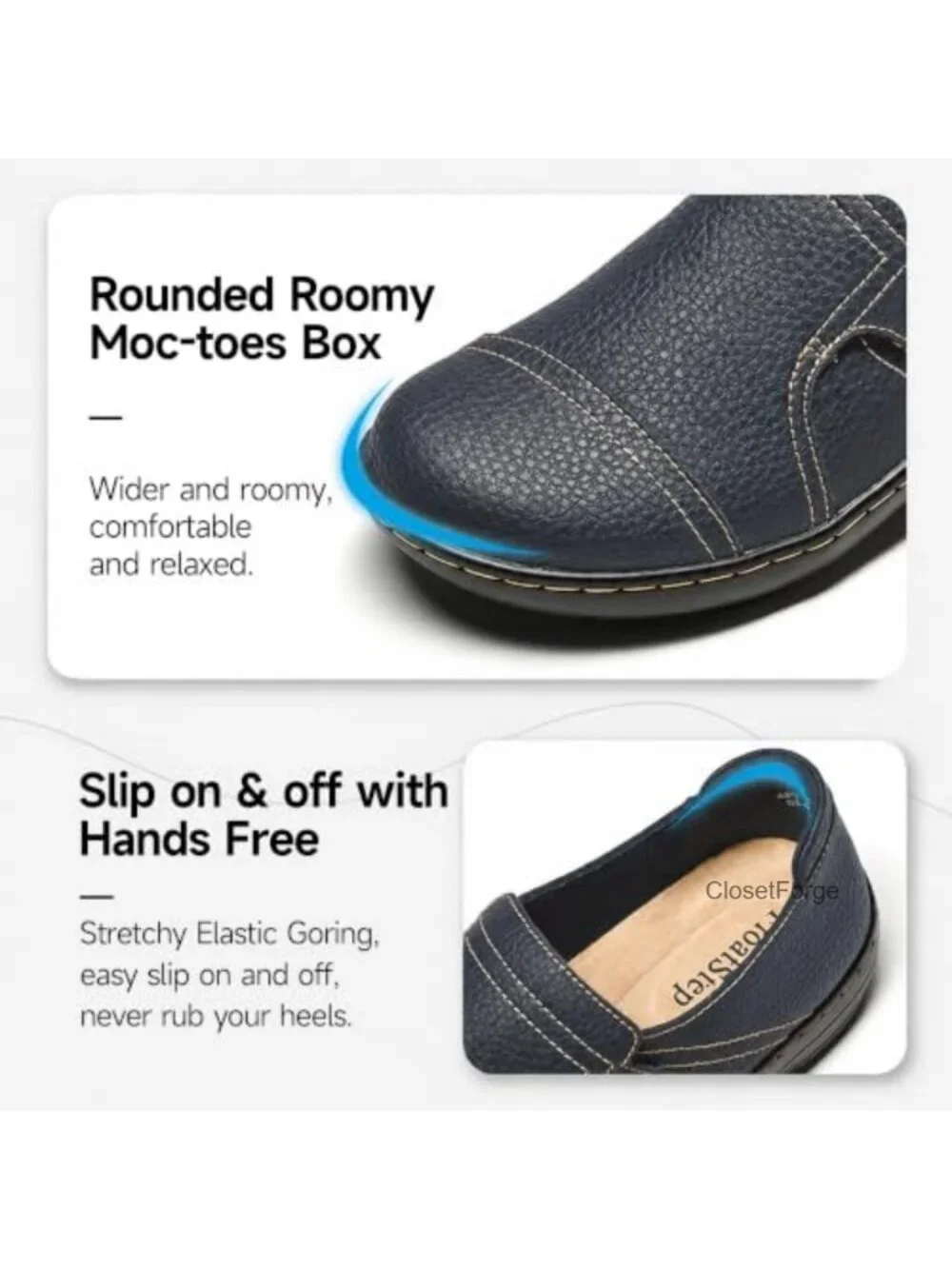 Leather Women's Loafers Comfortable Slip-On Flat Shoes